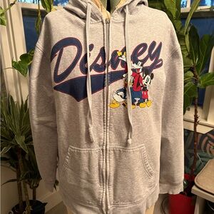 Disney Light Gray Mickey & Friends Zip Hoodie